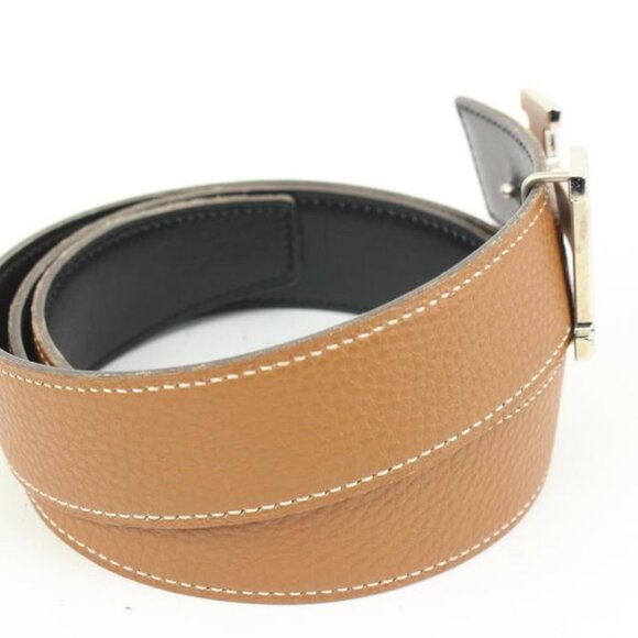 Hermès Size 85 Brown x Black x Silver 32mm Reversible H Logo Belt Kit 74h418s main image 11